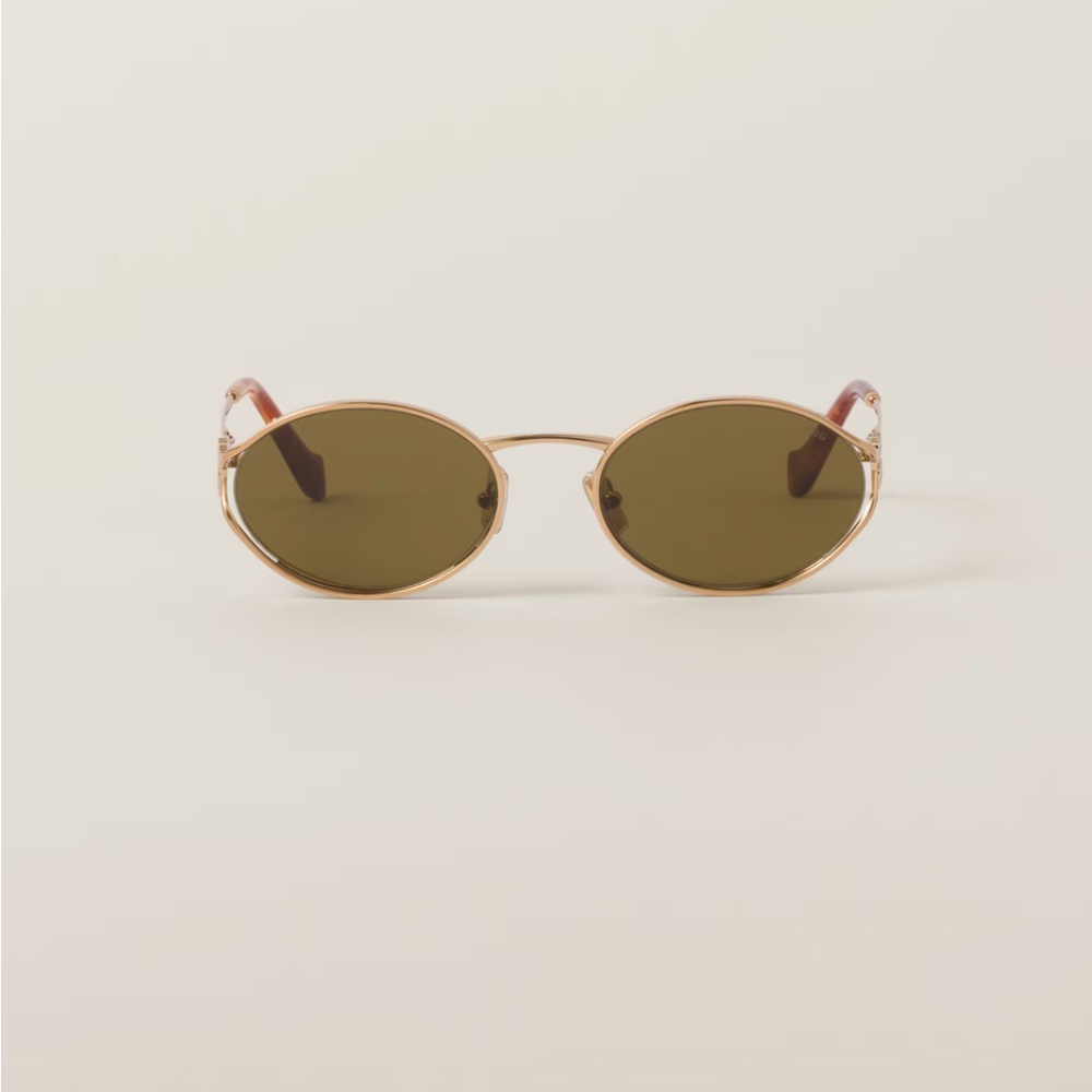 Miu Miu Gold Frame Sunglasses with Brown Lenses